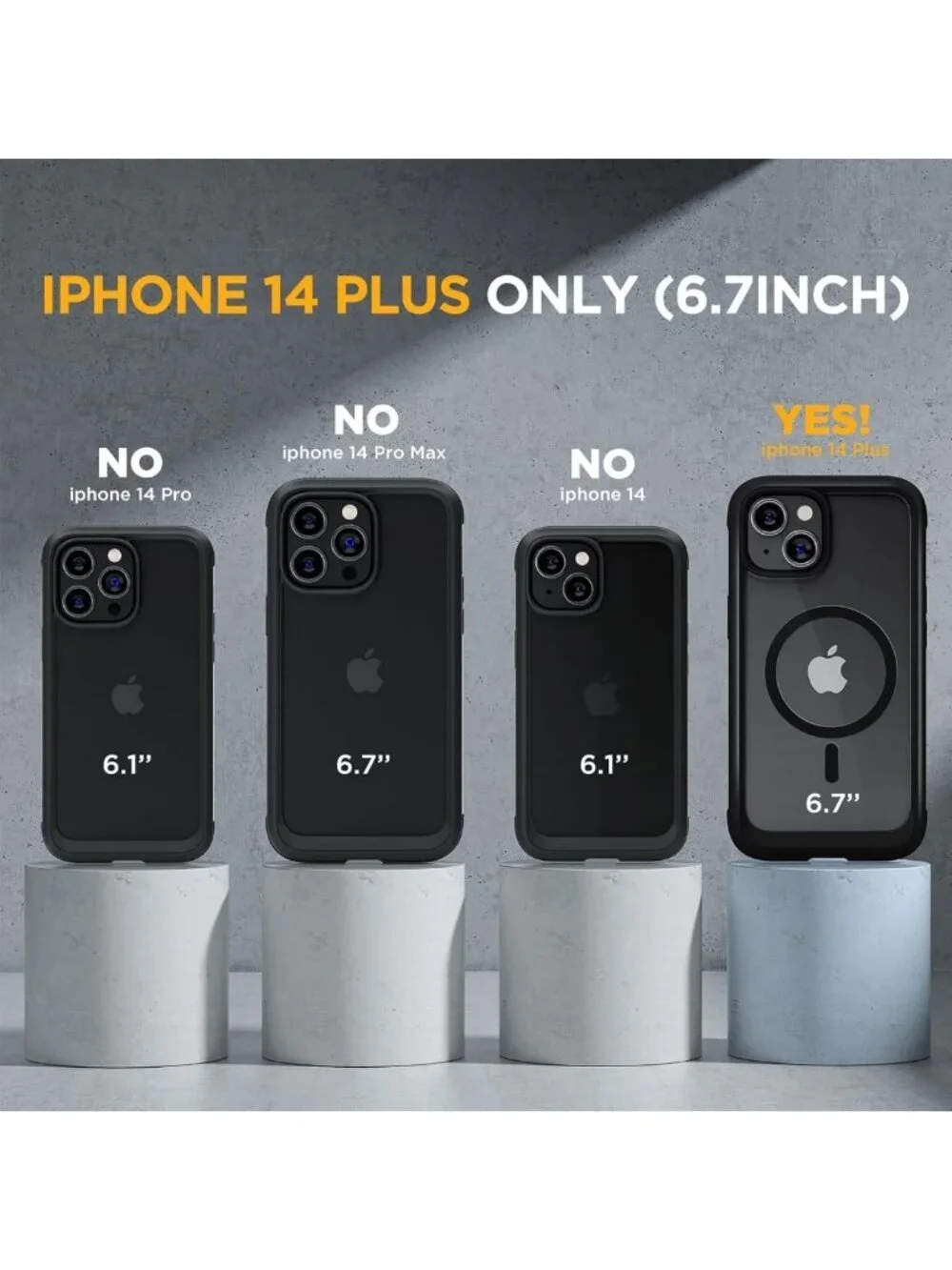 Full-Body Magnetic Clear Case for iPhone 14 Plus with Tempered Glass Protector
